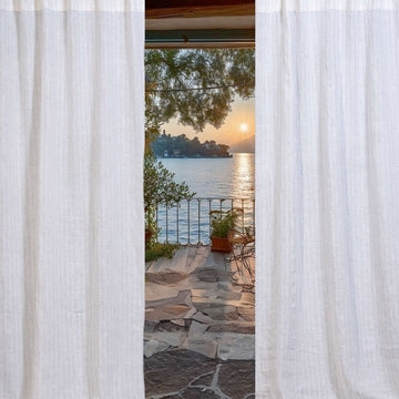 White with Stripes Linen Curtain
