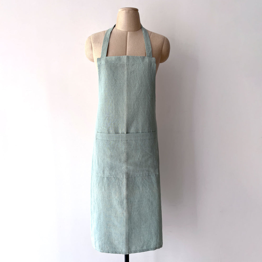 Linen Apron-Curved Arm- Blue Surf