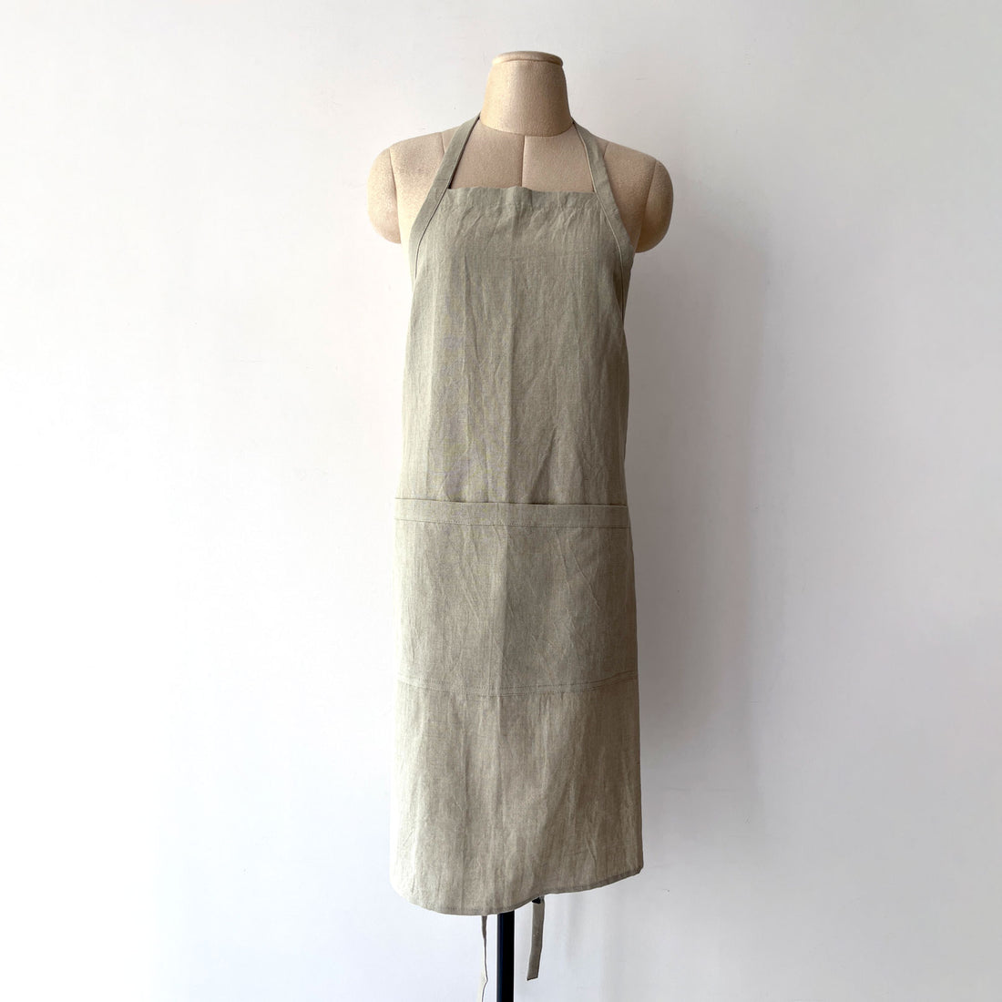 Natural (Beige) Linen Apron in Straight Arm Style