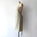 Beige Straight arm linen apron side view