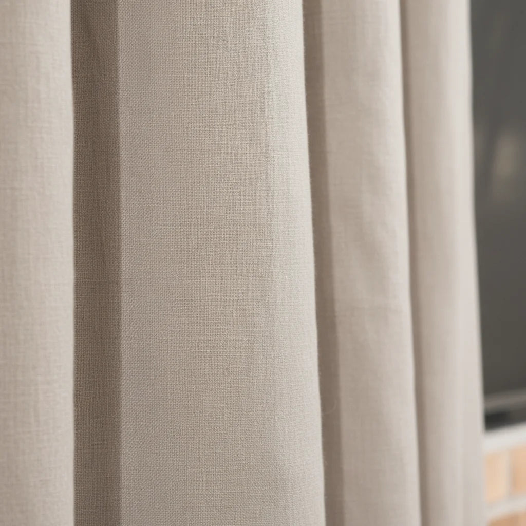 Softly Draped Natural Curtain in Pure Linen (Beige)