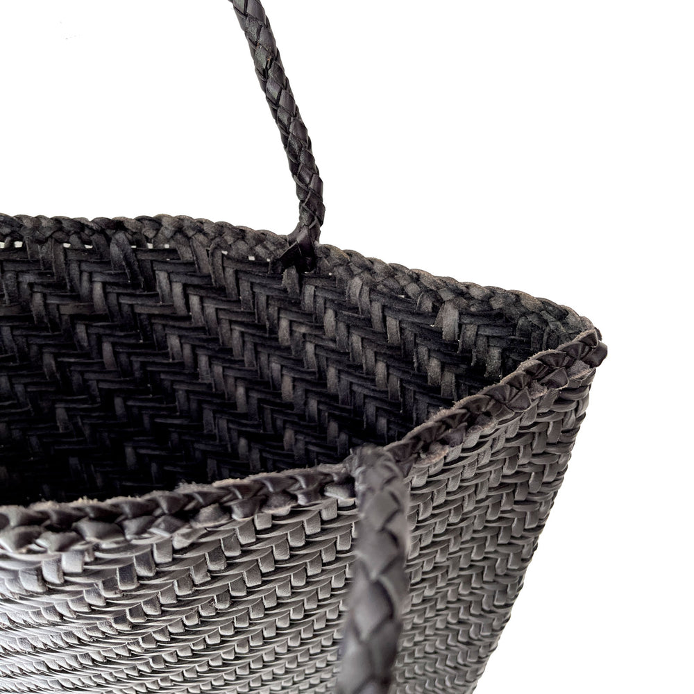 Black Leather Braided Tote bag