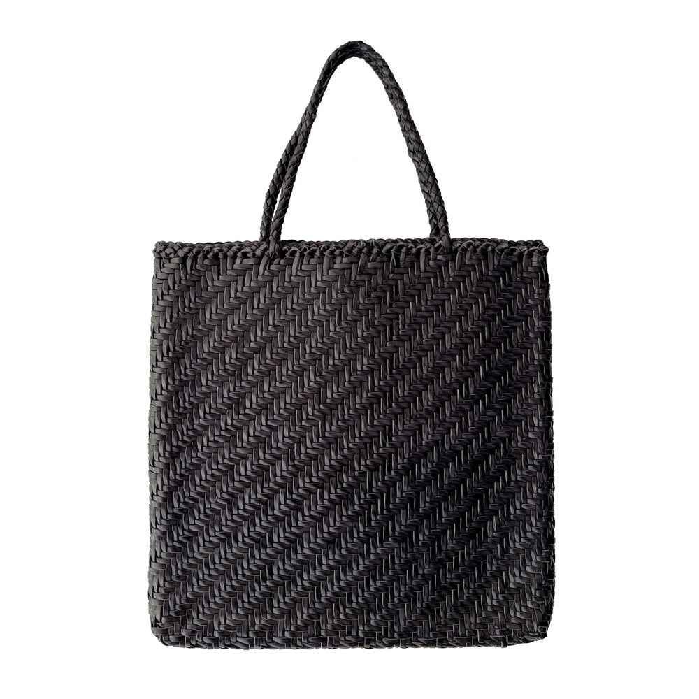 Black Leather Braided Tote bag