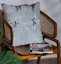 Black with White Stripes Linen Cushion Cover on a Wooden Chair