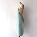Blue Surf Linen Apron in Curved Arm Style 