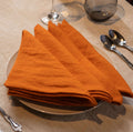 Burnt Orange Linen Table Napkins Close up view