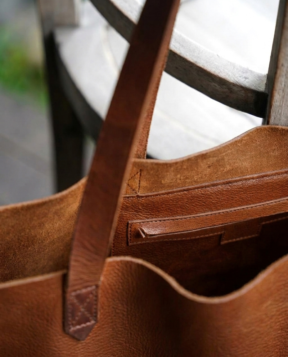 The Carryall Tote Caramel with Brown Handle