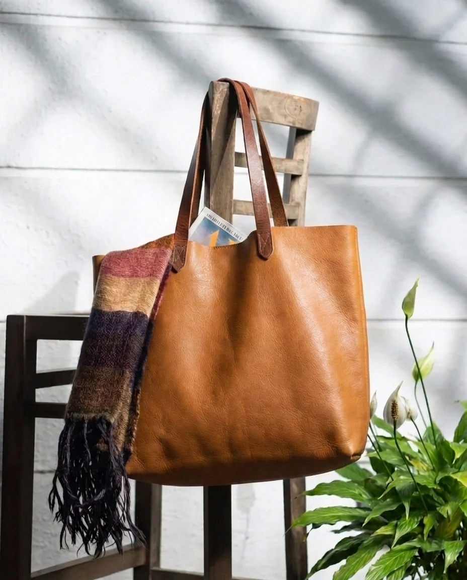 The Carryall Tote Caramel with Brown Handle