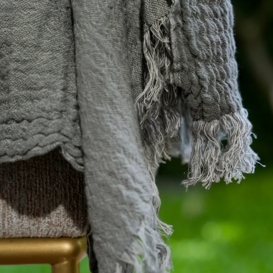 Charcoal - White Reversible Cotton Throw