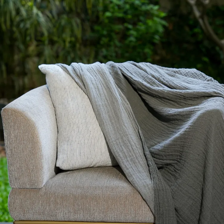 Charcoal - White Reversible Cotton Throw
