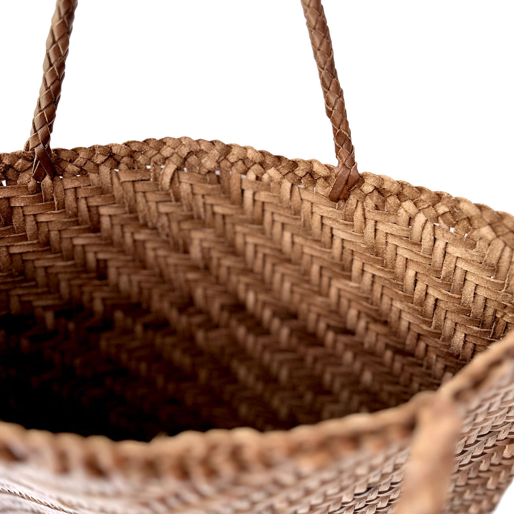 Dark Espresso Leather Braided Tote Bag