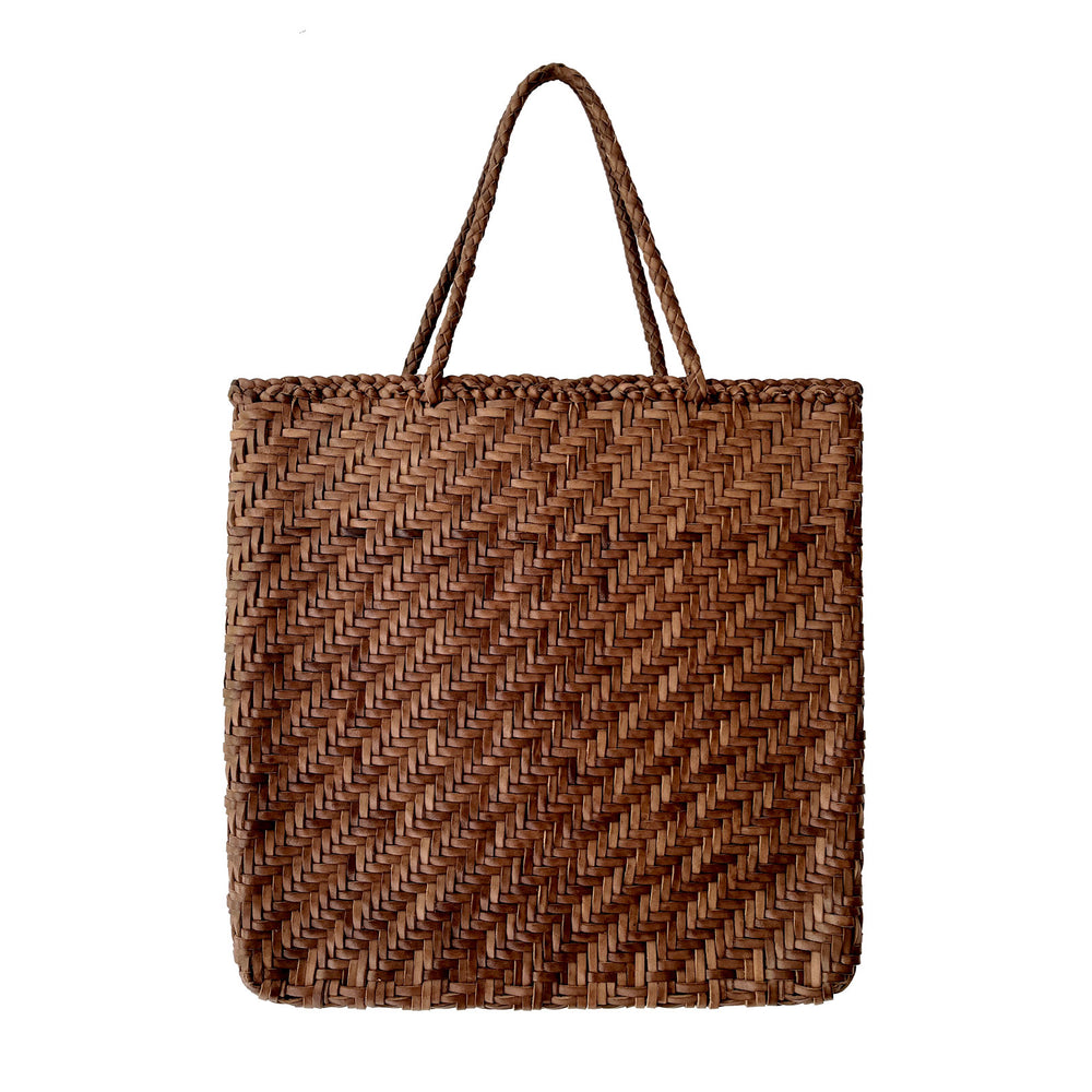 Dark Espresso Leather Braided Tote bag