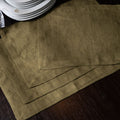 Green Moss Linen Table Placemat On a Wooden Table