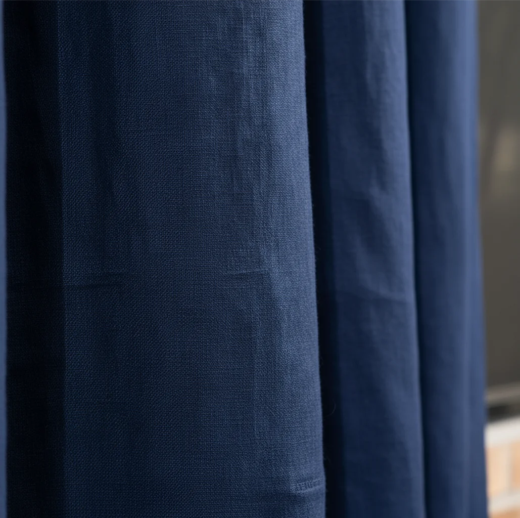 Softly Draped Linen Curtain in Indigo