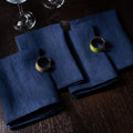 Indigo Linen Napkins On a Wooden Table