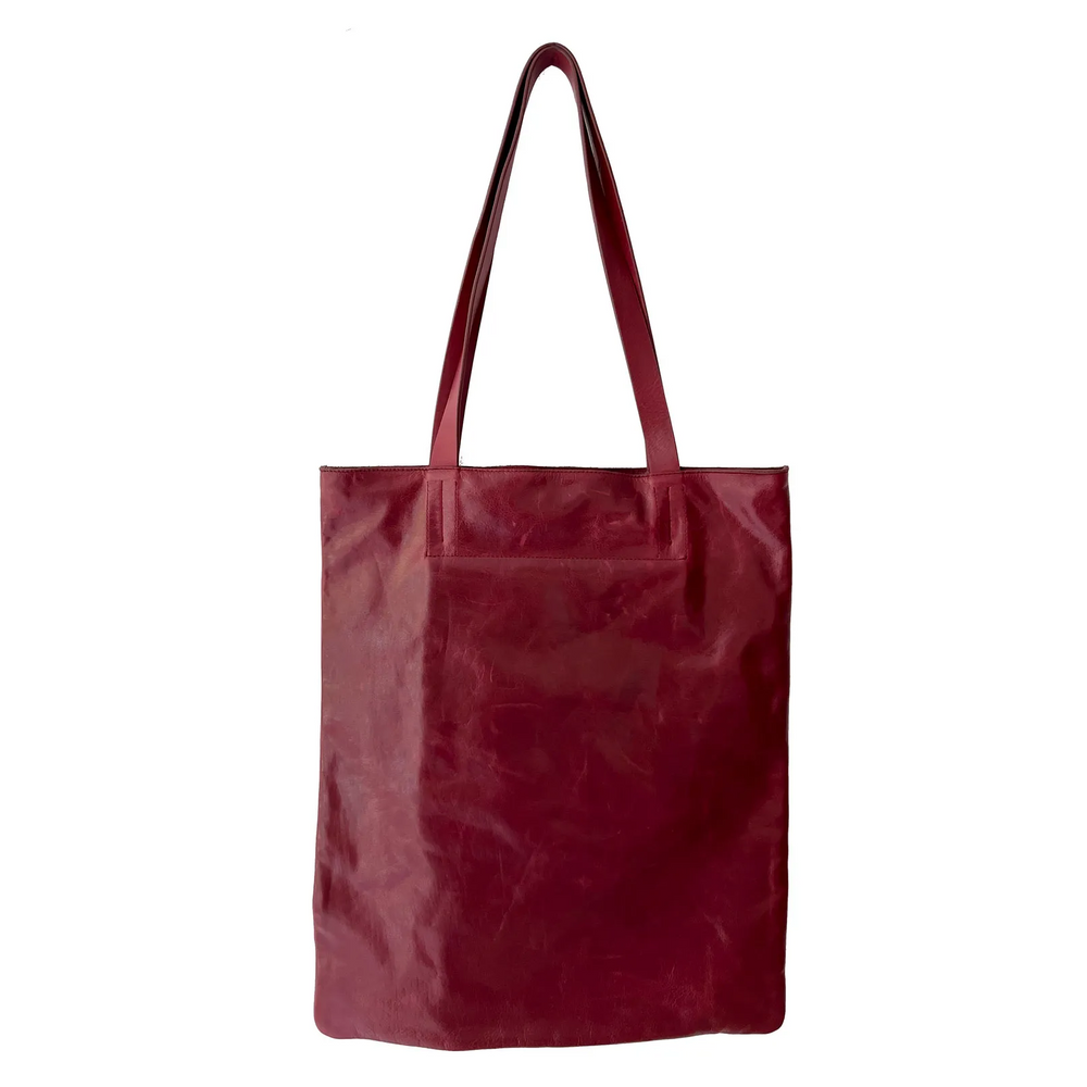 Maroon Leather Tote bag with Zipper