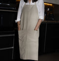Natural (Beige) Linen Apron in Straight Arm Style