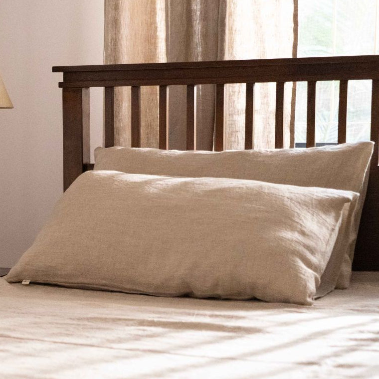 Natural (Beige) Linen Flat Sheet with Pillow cover