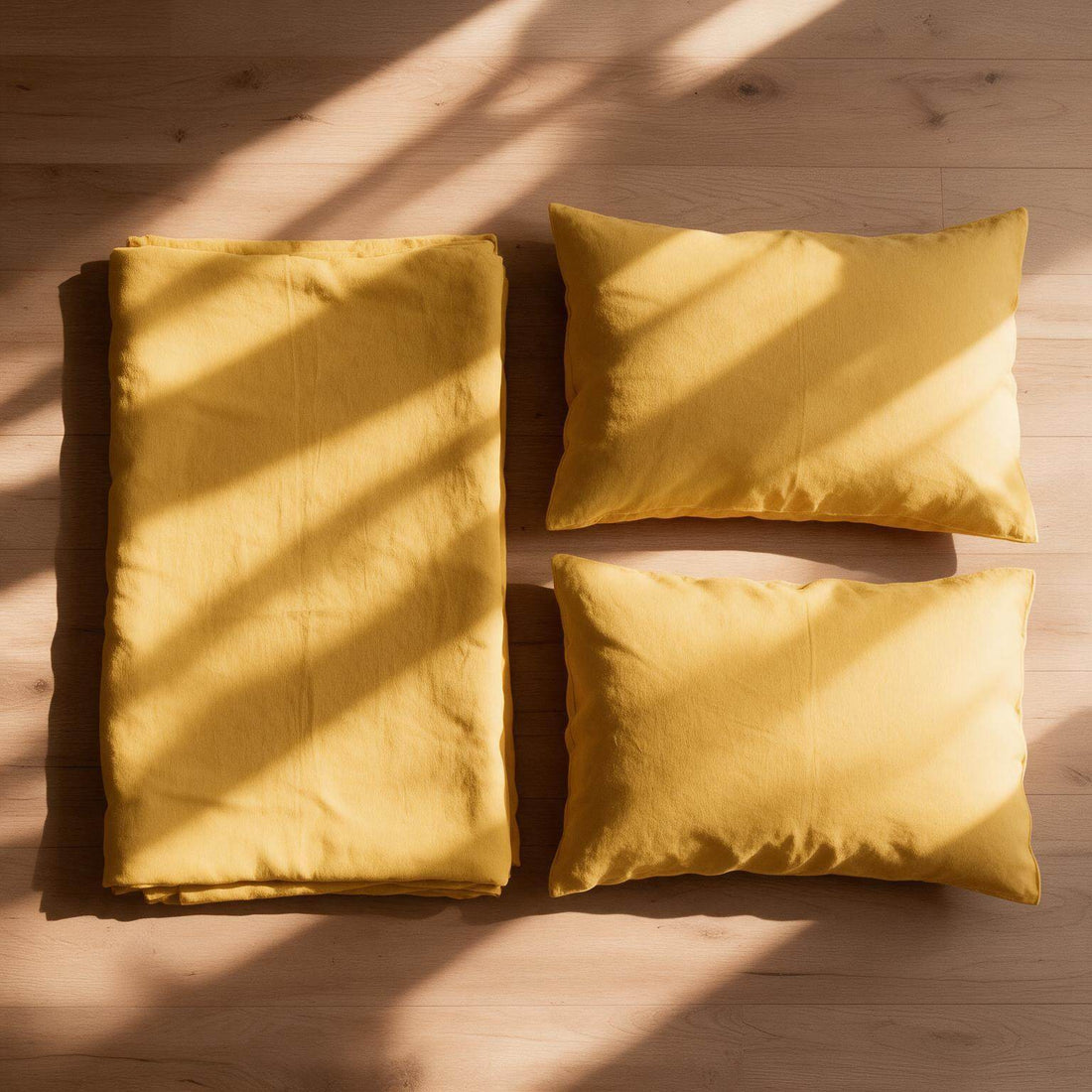 Nugget Gold Linen Flat Sheet with Pillow cover