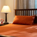 Rust Orange Linen Flat Sheets With Matching Pillow Covers