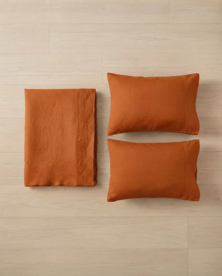 Rust Linen Flatsheet Set