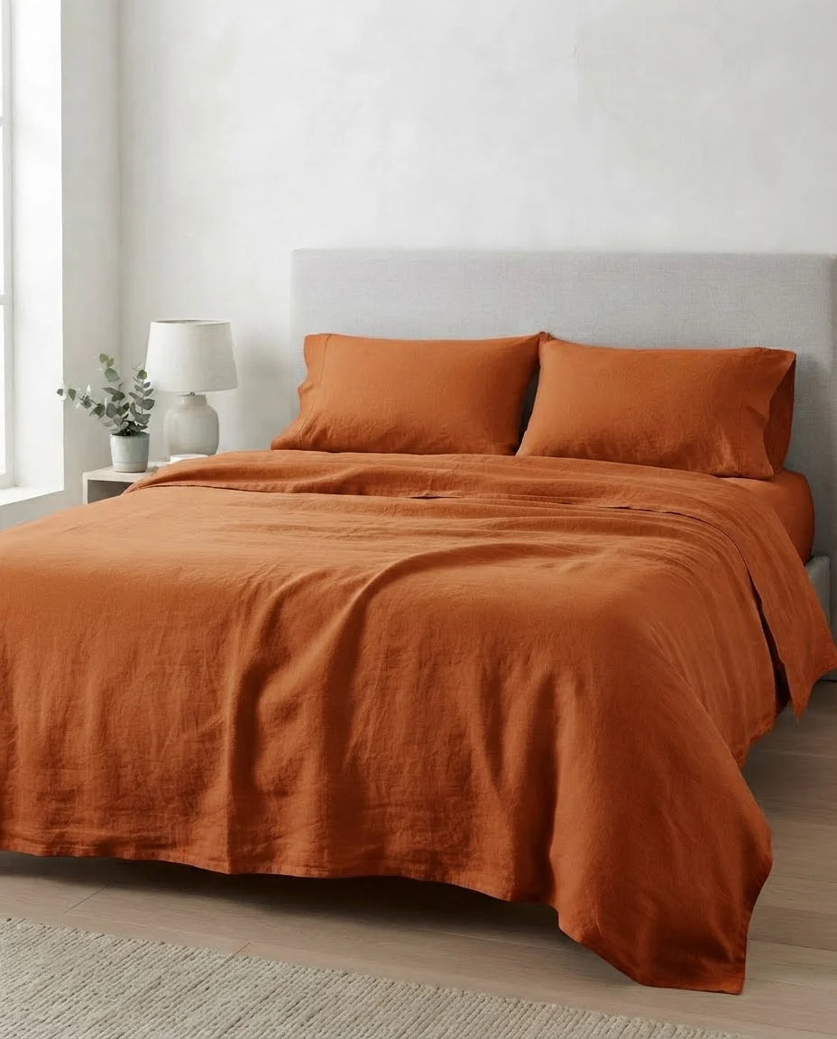 Rust Linen Flatsheet Set