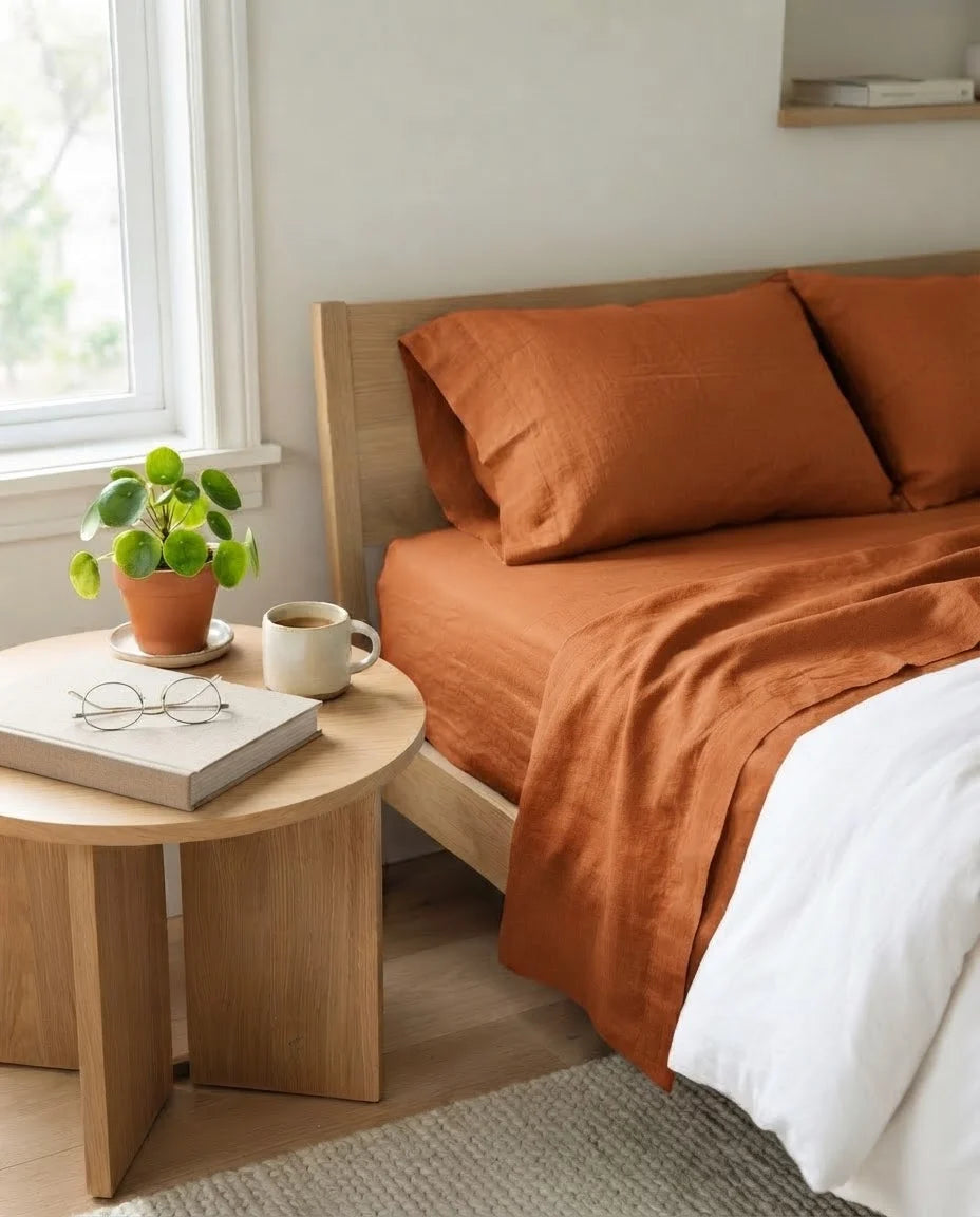 Rust Linen Flatsheet Set