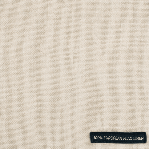 Beige fabric with a '100% Belgian Linen' label