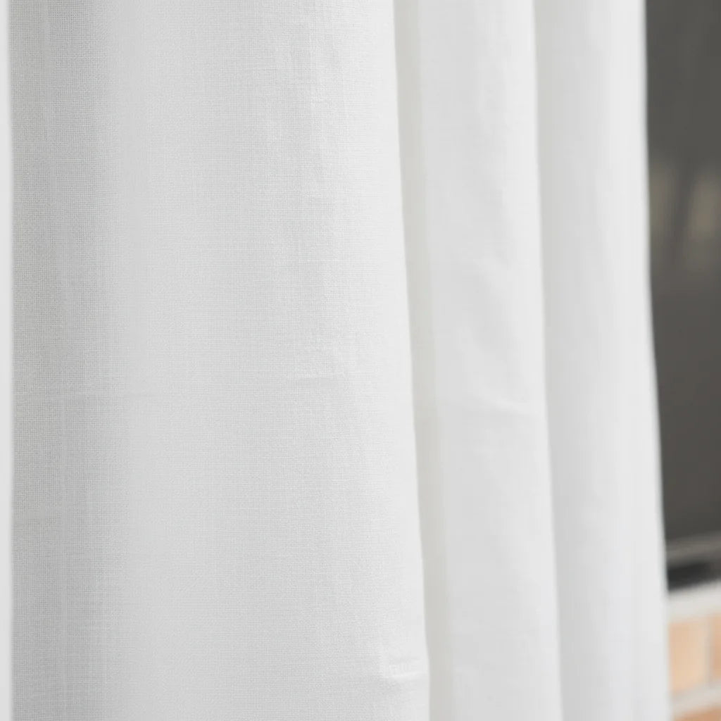 Softly Draped Linen Curtain in White