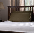 White Linen Flat Sheet with Green moss Pillow cover