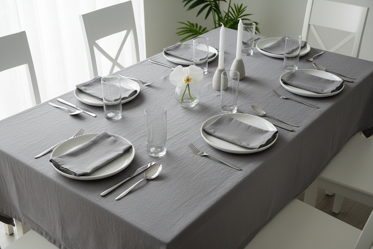 Basic Lenen Pack Linen Dining Bundle – Basic – Rectangle – 6 Seater – Pewter